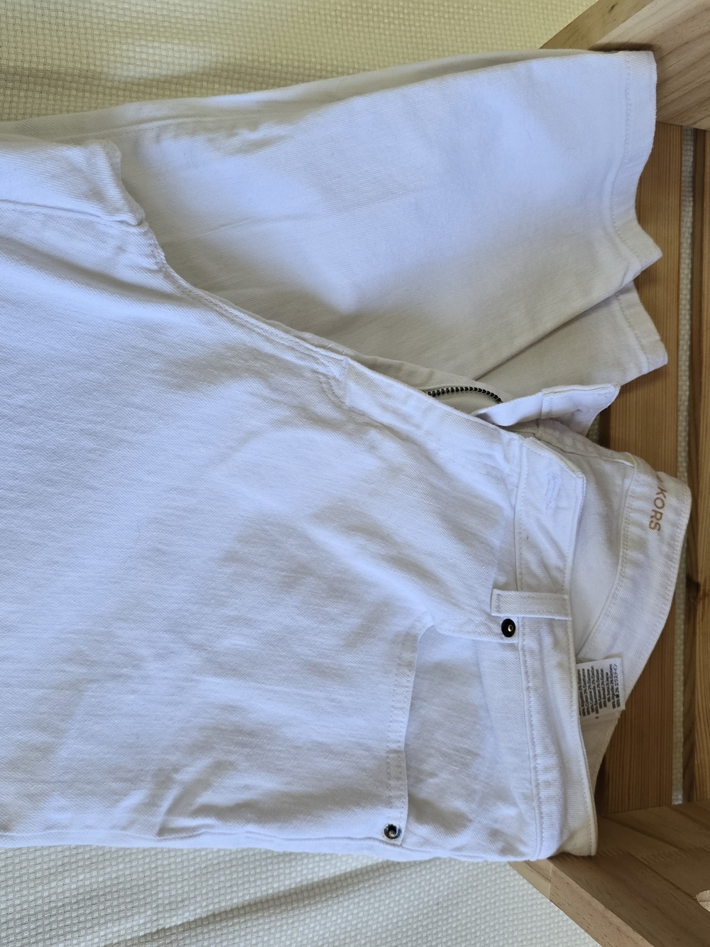 Michael Kors White Cotton Pull-On Jeans with Gold Logo